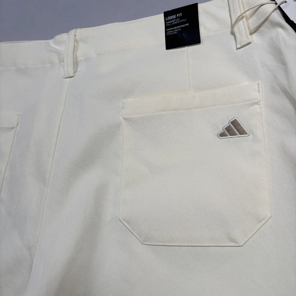 Adidas Go-To Prog‎ Pant Mens 36x32 Ivory Loose Fit Straight Leg Golf IQ2966 NWT
